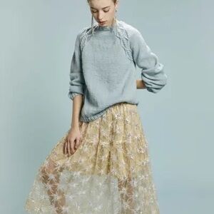 NWT Maje Women's Natural Star-sequinned Tulle Skirt T38, US medium
